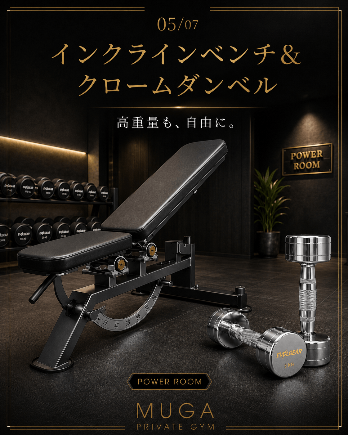 インクラインベンチ&クロームダンベル